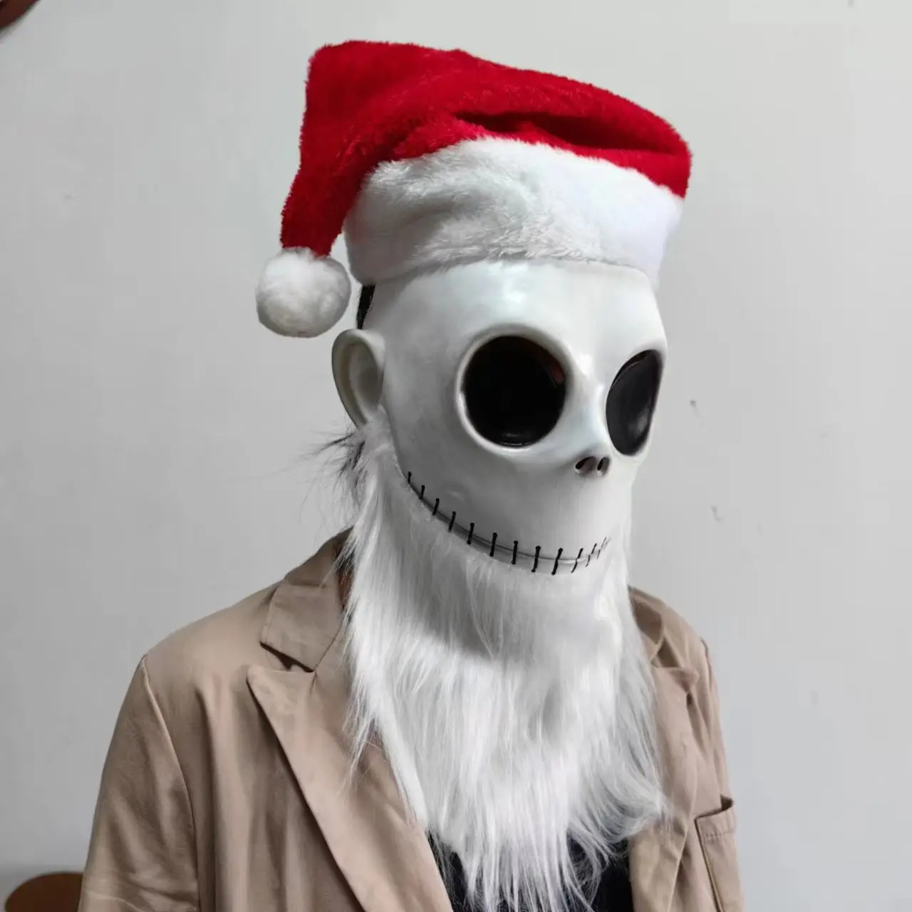 Christmas Hat Nightmare Skull Cosplay Mask Latex Adult Party Mask Props Jack Skellington Costume Ball Halloween XMAS Masks view 5