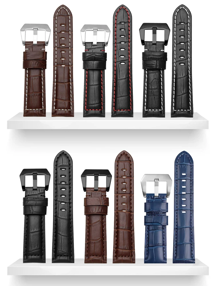 

Fat sea leather strap for men Panerai Panerai retro rugged cowhide watch strap 24 26mm