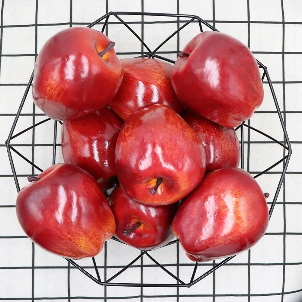 6PCS Artificial Apples Fake Lifelike Fruit Realistic Decoration Party Festival Wedding Kitchen Home Decorative Photography