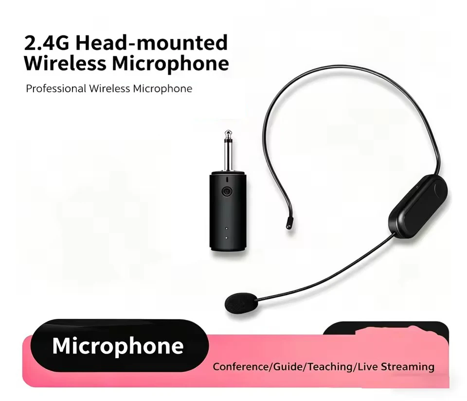 Microfone Headset Sem Fio 2.4 GHz: Ideal para Apresentações em Palco, Ensino, Palestras, Reuniões e Guias Turísticos