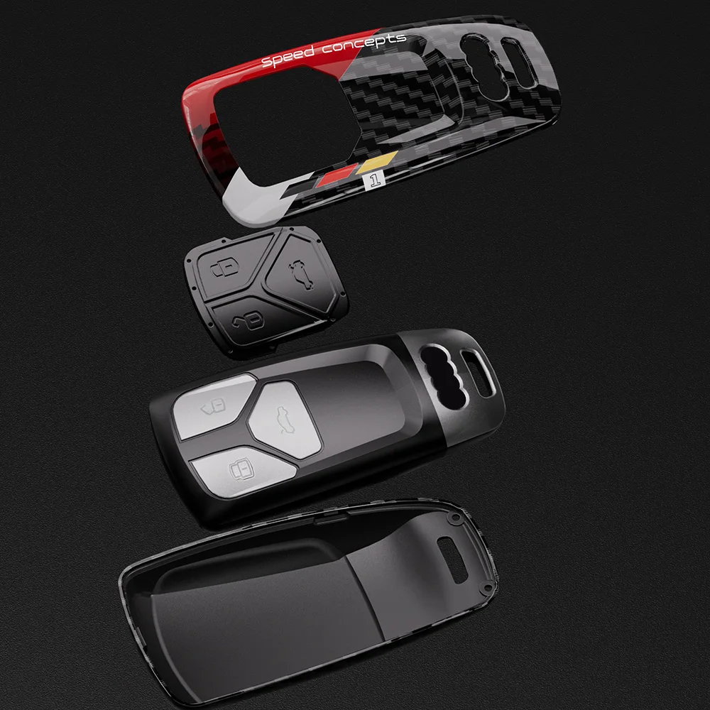 Abs kohle faser autos chl üssel etui abdeckung für audi a4 b9 a5 a6 8s 8w q5 q7 4m s4 s5 s7 tt tts tfsi rs protector shell fob zubehör – Detail 3