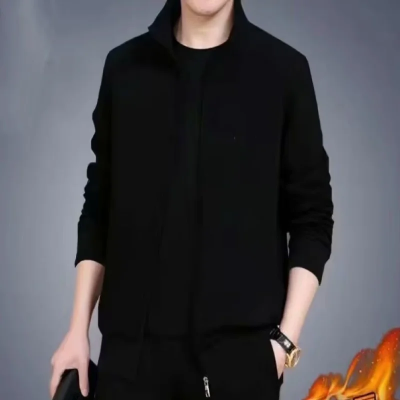 Vrijetijdssportpak heren lente-, herfst- en winternieuwe stijlen, plus plus pluche hardloopkleding, warme jas