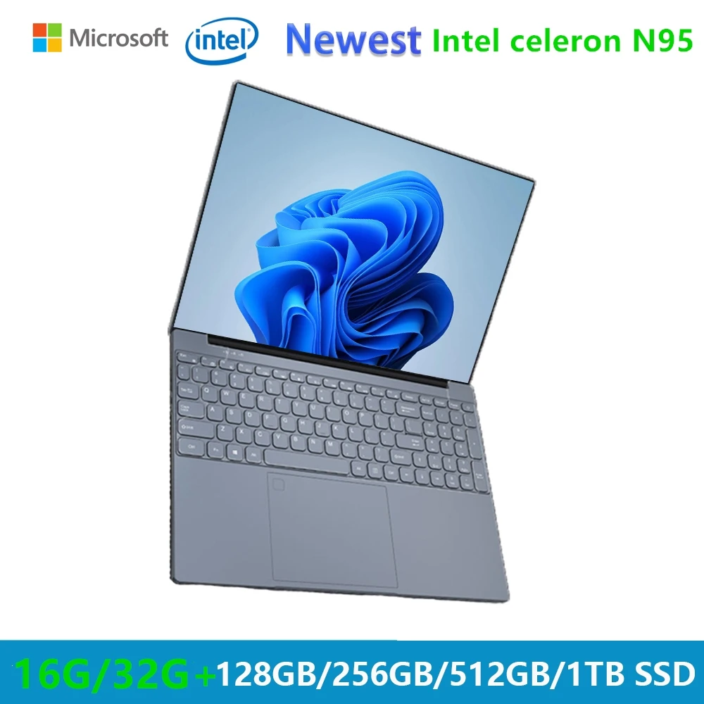 Ram 16GB 32GB laptop da gioco Windows 11 Computer notebook da ufficio Netbook 16 pollici 12th Gen Intel Alder N95 WiFi Camera 2MP