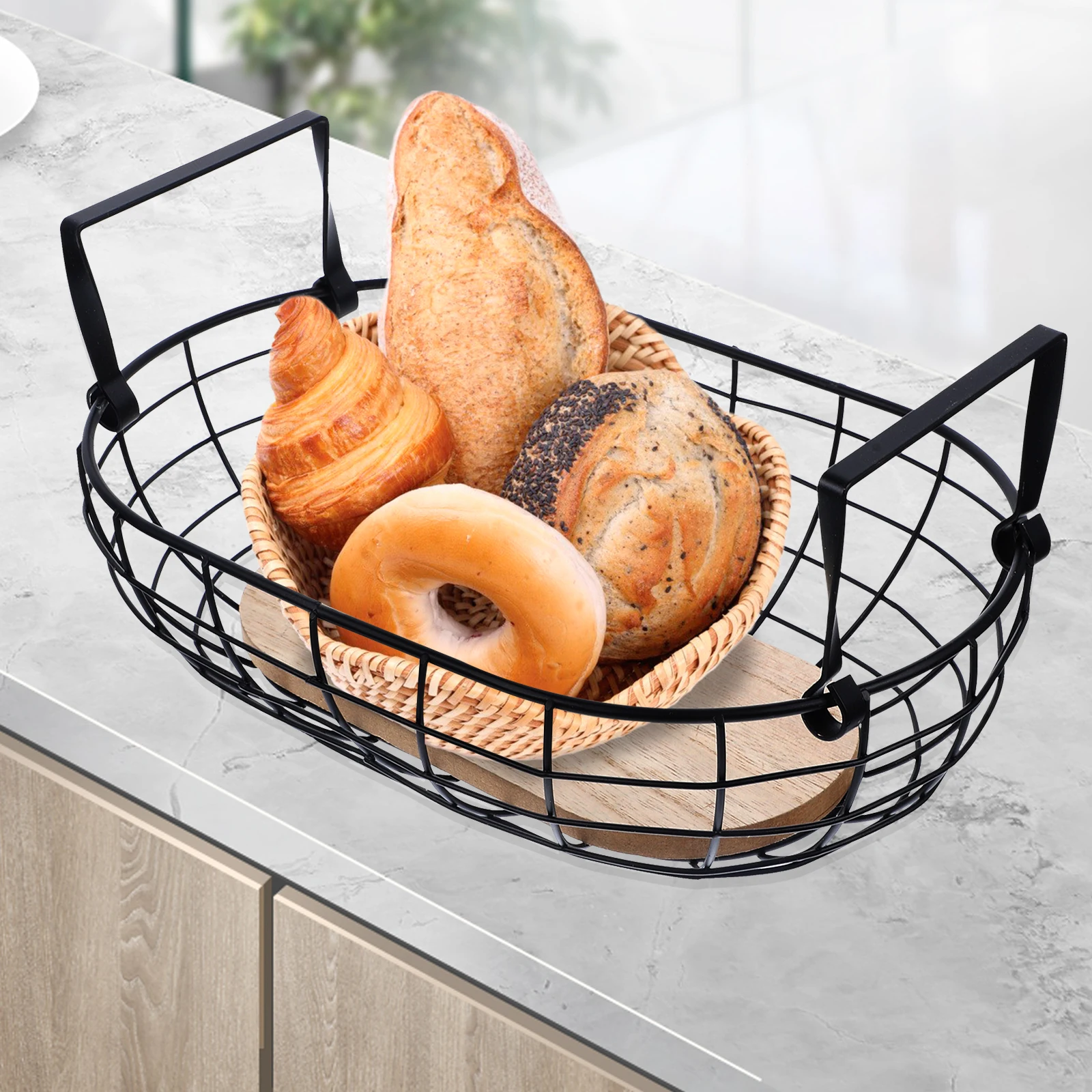 

Storage Basket Multi functional Snack Container Iron Rack Kitchen Living Room Bread Fruit Holder R om Size Style Home