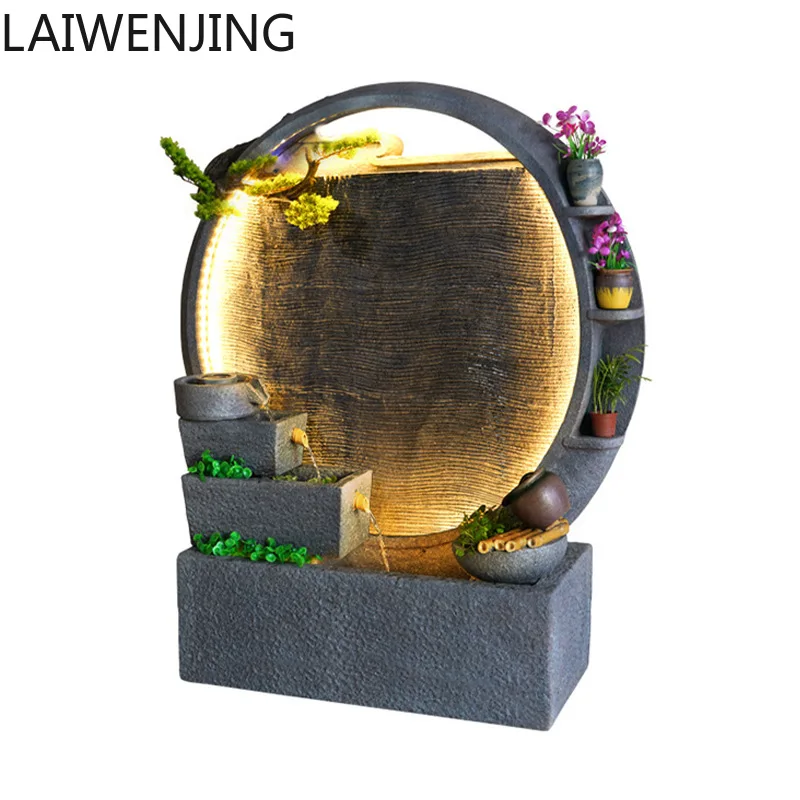 

HLZ Pastoral Water Curtain Wall Screen Flowing Water Fountain Ornament Decoration for Homestay Courtyard Pool Landscape