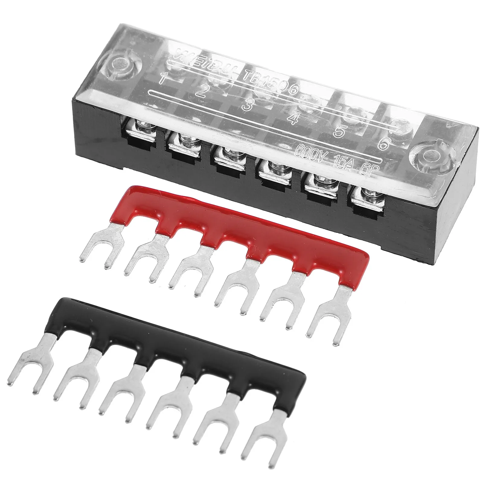 

5Sets Screw Terminal Block 600V 5A 6 Position Pre-Insulated Dual Row Terminal Blocks for Power Control Applications