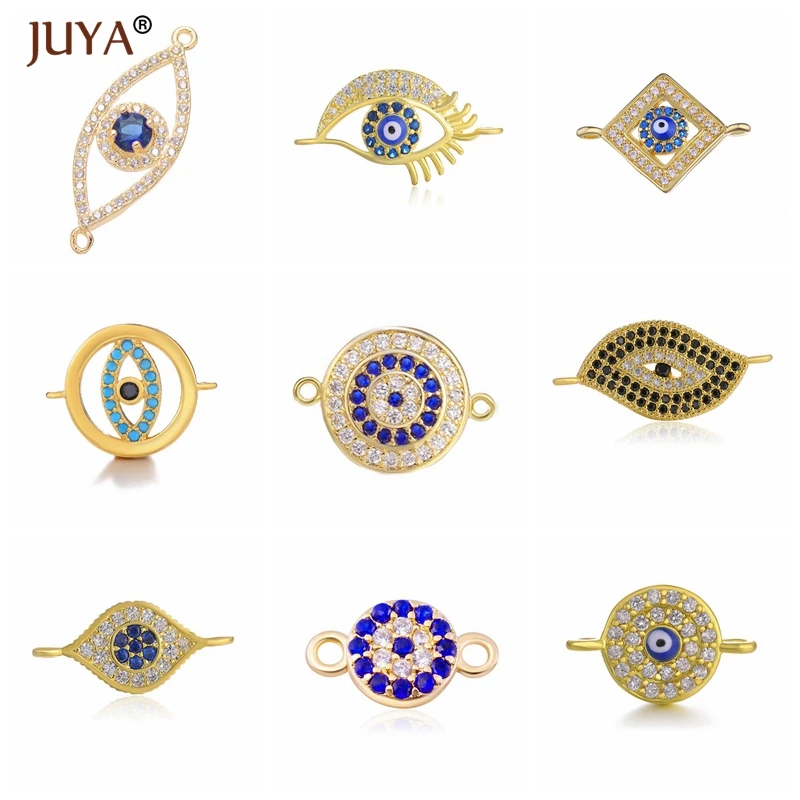 JUYA Jewelry From the Evil Eye Making Supplies Greek Eye/Turkish Eye Charms Bracelet Connectors DIY Accessories  Materials