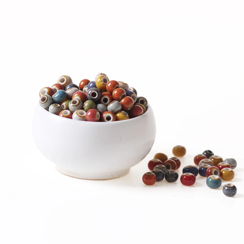 6mm Round Ceramic Spacer Beads 50Pcs DIY Bracelet Necklace Hole Beads Handmade Porcelain Beads For Jewelry Making Accessories
