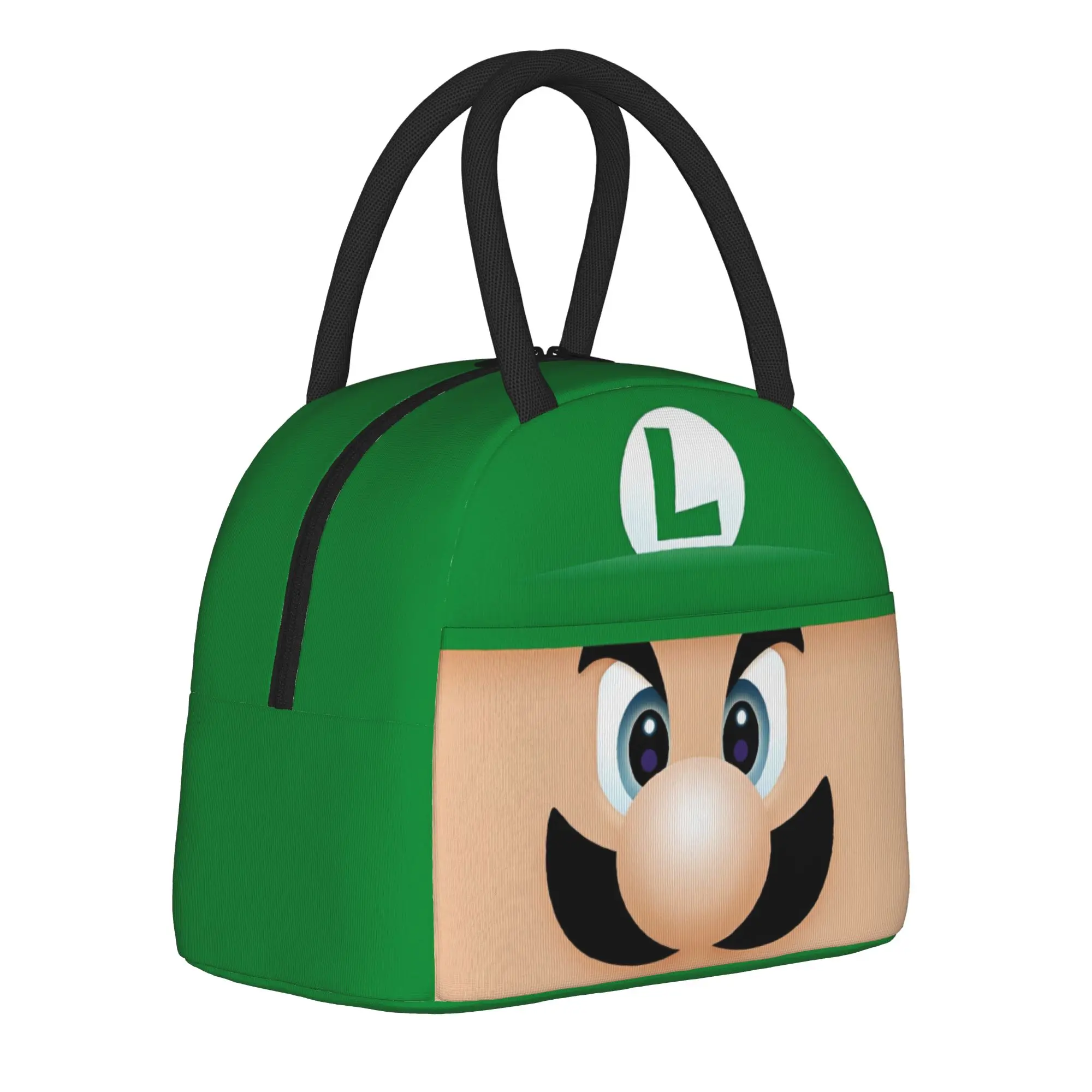 

Marios Luigi Face Cartoon Insulated Lunch Bag Cooler Bag Reusable,Meal Container Large Tote Lunch Box Food Storage Bags Office