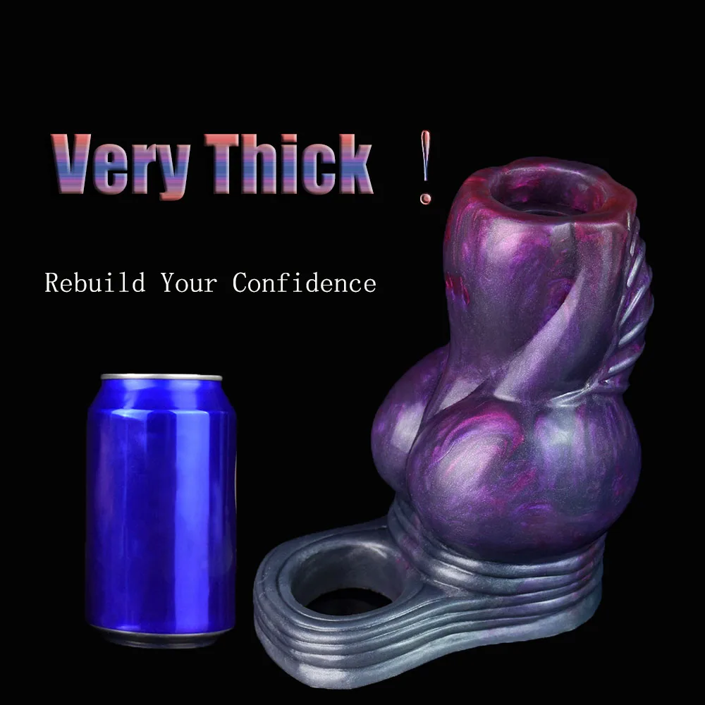 FRKO Thicken Soft Silicone Penis Sleeve Enlargement&Extended Hollow Dildo for Men Lock Ring Delay Enjaculation Sex Toys Couples