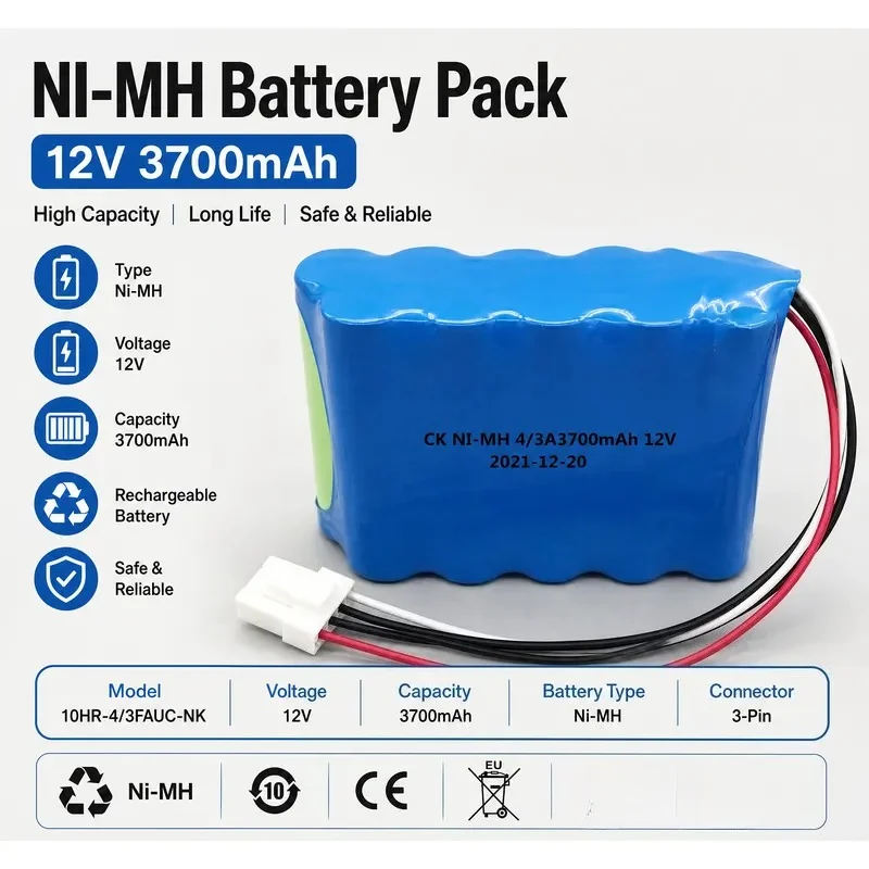 12V 3700mAh Battery for Japan Photoelectric Bed Monitor BSM-2301C K2303C K BSM-2351C K Replacement Power Supply