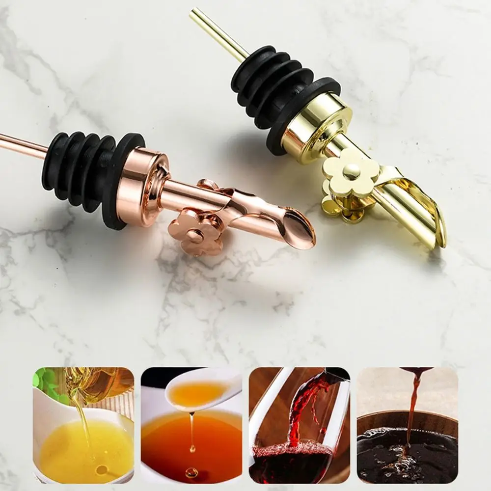 New 304 Stainless Steel Oil Stopper Cap Leakproof Auto Open Closing Pourer Nozzle Plum Blossom Type Oil Pourer