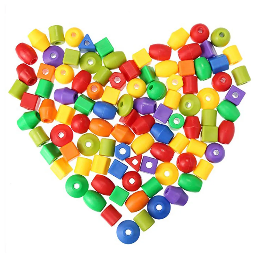 400G String Beads Set 8 Strings Educational Beading Activity for Preschool Learning Fine Motor Skills Color Sorting