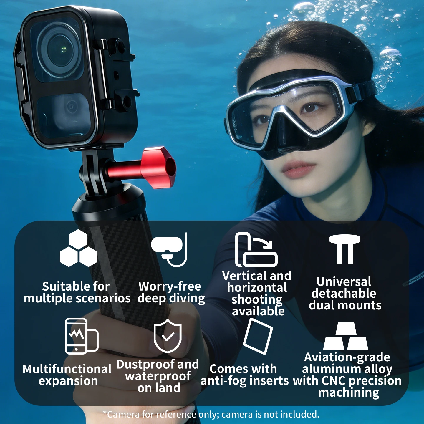 Unterwasser-Schnellverschluss Horizontaler Vertikaler Stativadapter Tauchgehäuse für DJI Osmo Nano Kamera 80M Wasserdichter Metallkäfig – Detail 2