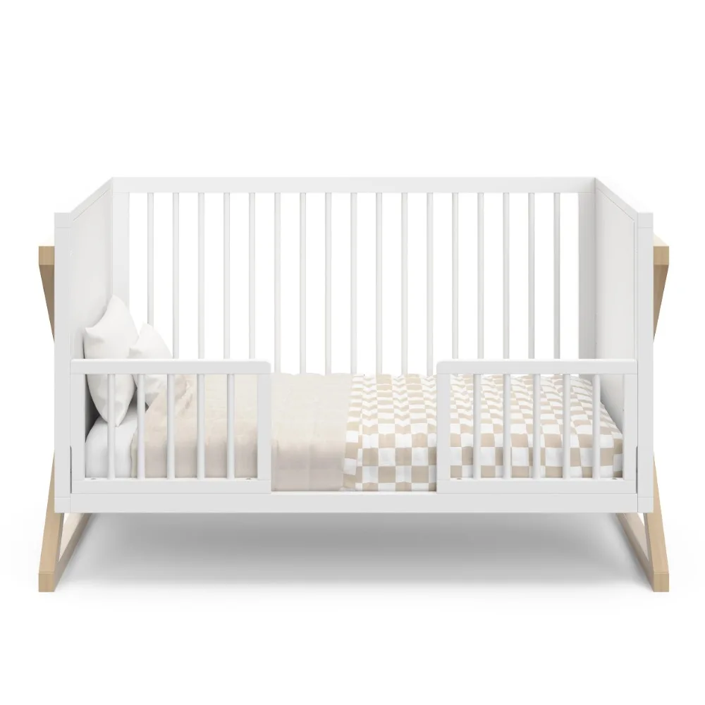 3-in-1 Convertible Crib (Driftwood) - Easily Converts to Toddler Bed & Daybed, 3-Position Adjustable Mattress Support Base