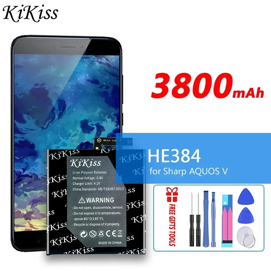 KiKiss Battery HE384 3800mAh for Sharp AQUOS V Replacement Bateria