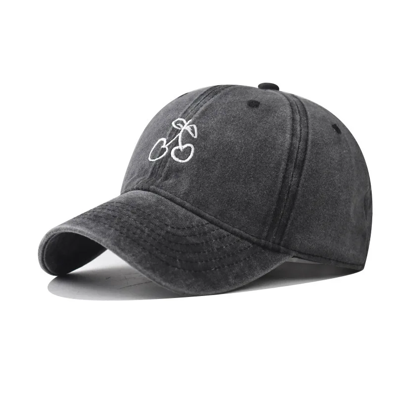 

Washed Cotton Vintage Cartoon Cherry Embroidered Baseball Cap For Men And Women Outdoor Personality Small Pattern Dad Hat