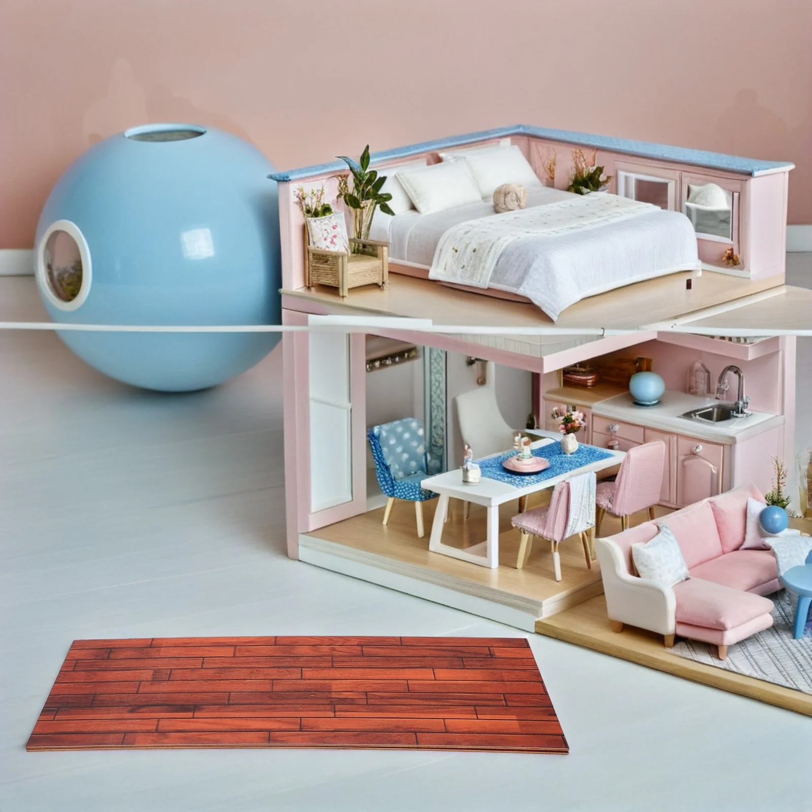 

2 Pcs Miniature Wooden Floor Dollhouse Construction Material Architectural Model