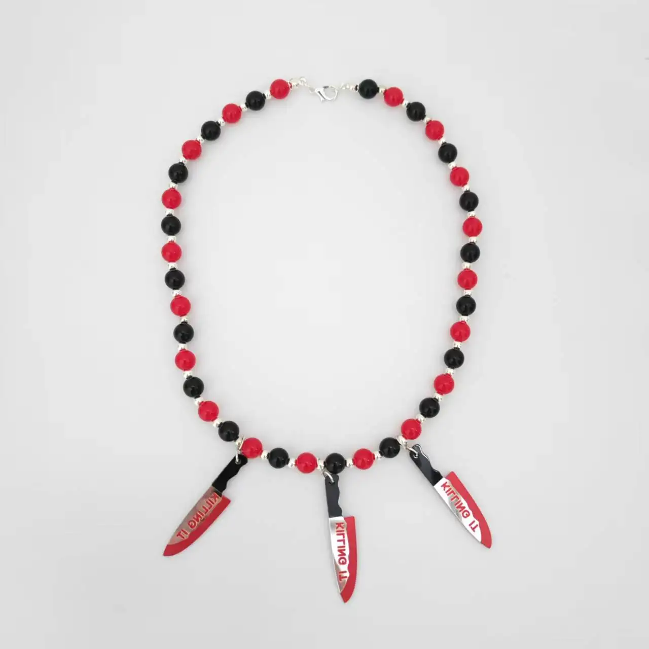 

Boutique Children Red Black Beads Necklace Adults Funny Jewelry Boy Girls Handmade Halloween Necklace