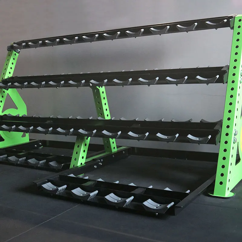 Factory Price Commercial Large Gym Equipment 19 Pairs Dumbbell Rack 4 Tier Adjustable Dumbbell Rack  with Sliding Drawer