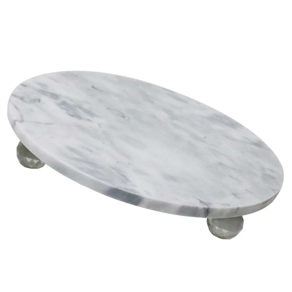 Marble Tray Creative Round Shape Durable Safe Multi-Function Fruit Holder Snack Dessert Display Tray Home Accessory