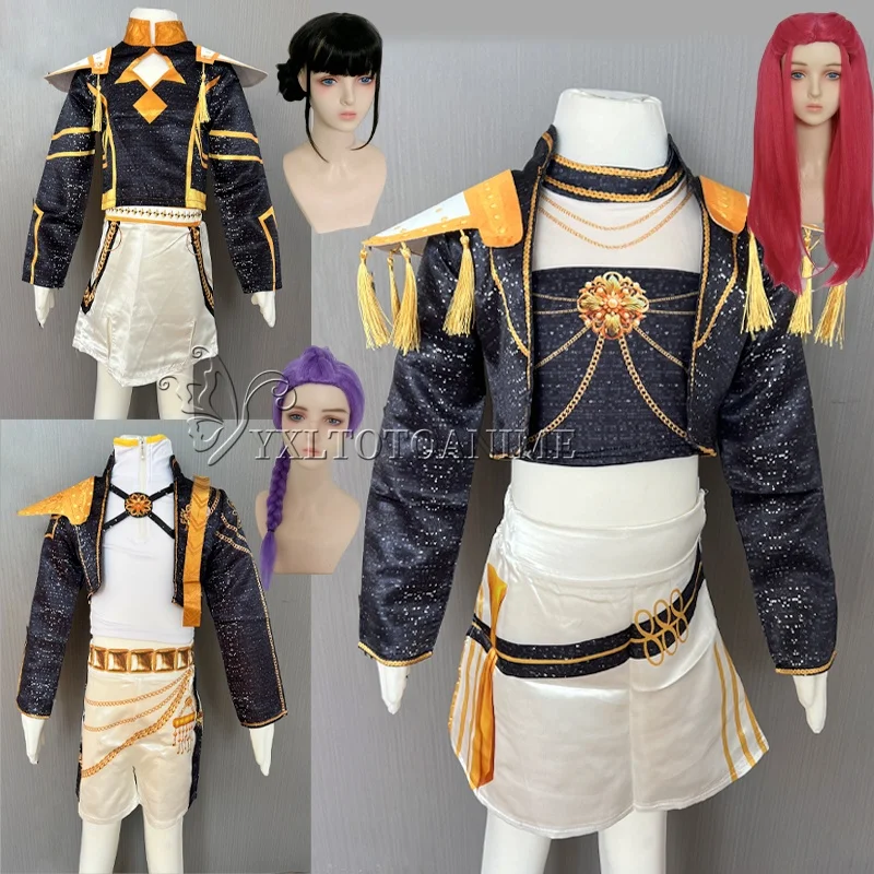 Damen Cosplay Kostüm Schwarzer Goldener Anzug Sänger Halloween Rollenspiel Outfit