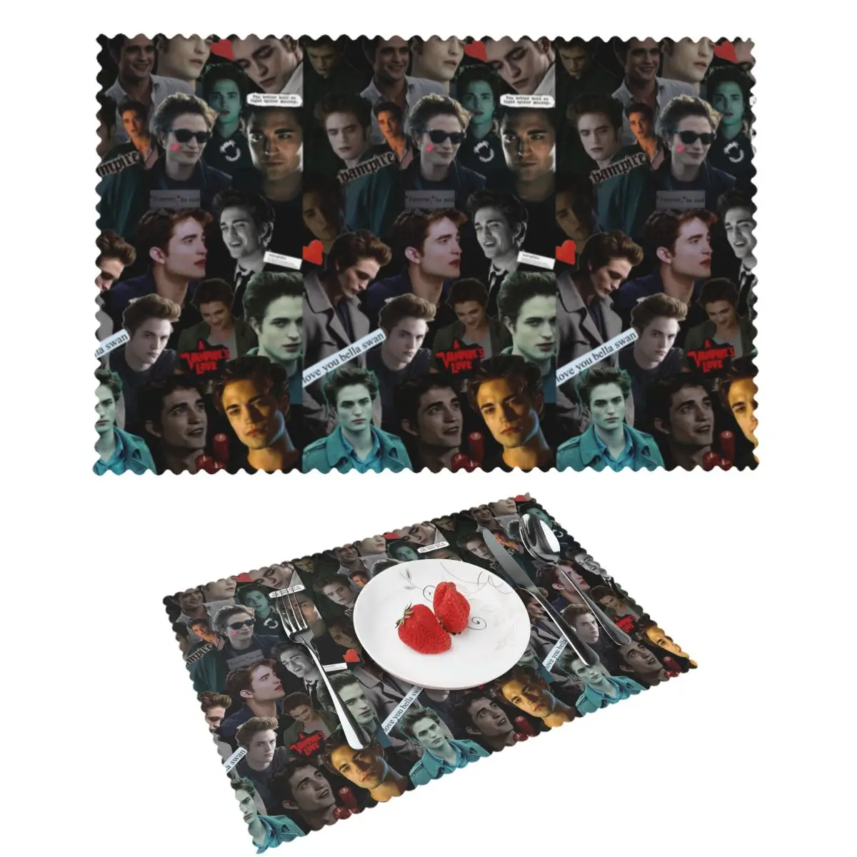 Edward Cullen Twilight Placemat Washable Plate Mat for Dining Table Bowl Coaster Super Absorbent Mats