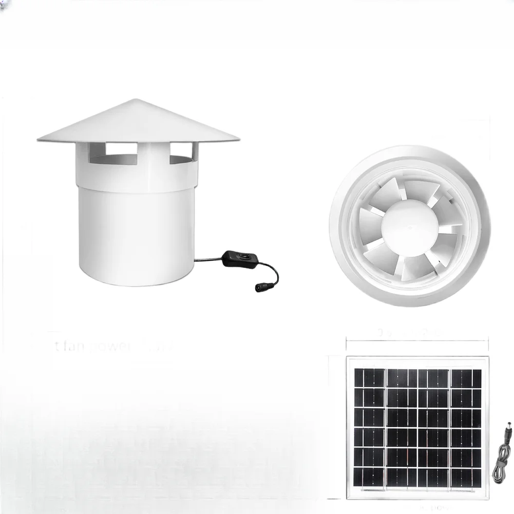 160mm Solar Duct Fan for Mobile Home Ventilation with Adjustable 12V DC Low Noise and Weather Resistant Plastic Housing