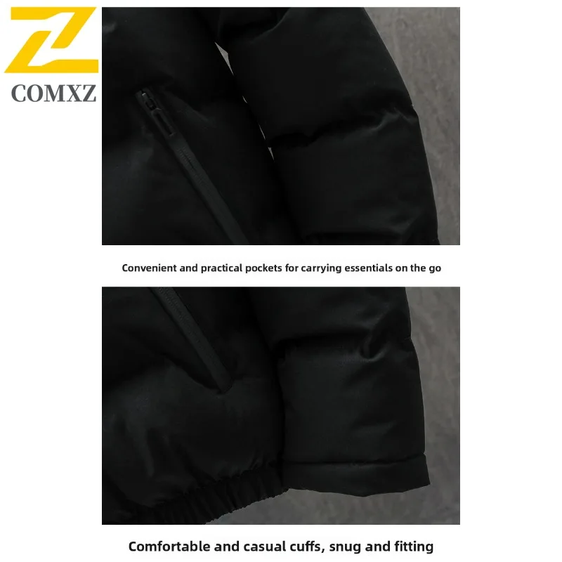 COMXZ Men's Winter Down Cotton Jacket Casual Loose Fit Youth Stand Collar Cotton - Padded Coat Trendy Brand Plus Size Outerwear