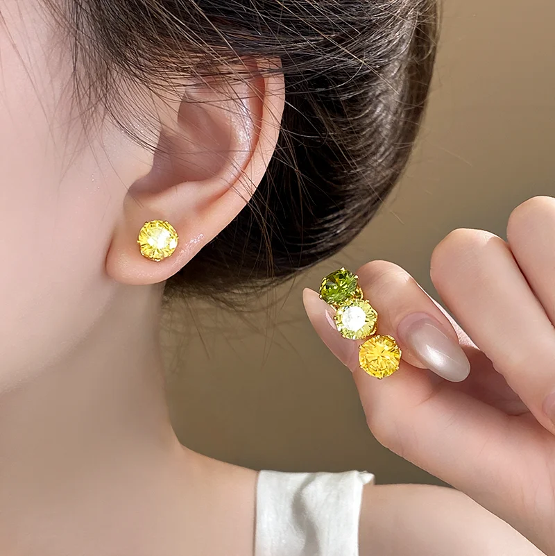 2025 Luxury Shining Zircon Set Earrings Gift Box Packaging Accessories For Women's Temperament Jewelry Birthday Gift Earrings