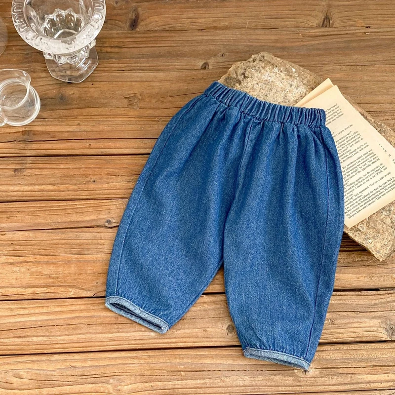 New autumn baby pants, 0-3 year old baby girl cotton denim fashion trend denim radish long pants