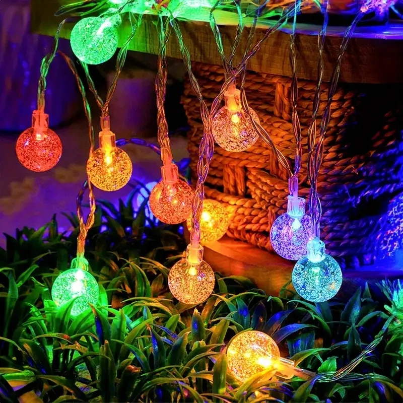 LED String Lights Outdoor Crystal Ball Star Chain Lights Garland Lights Fairy Lights Party Home Wedding Garden Christmas Decor