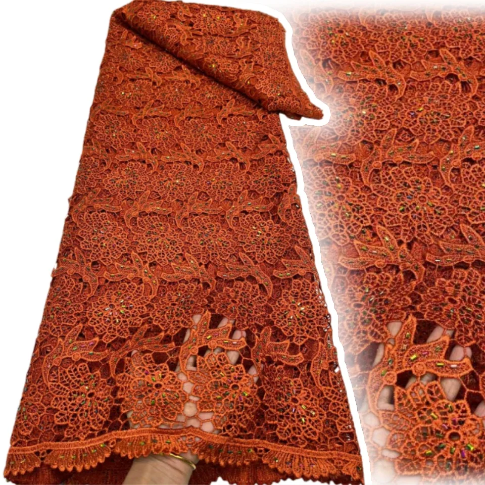 

Африканское нигерийское хлопковое трикотажное кружево с бисером, водорастворимое, для свадебных платьев и женских нарядов, материал для шитья 2211