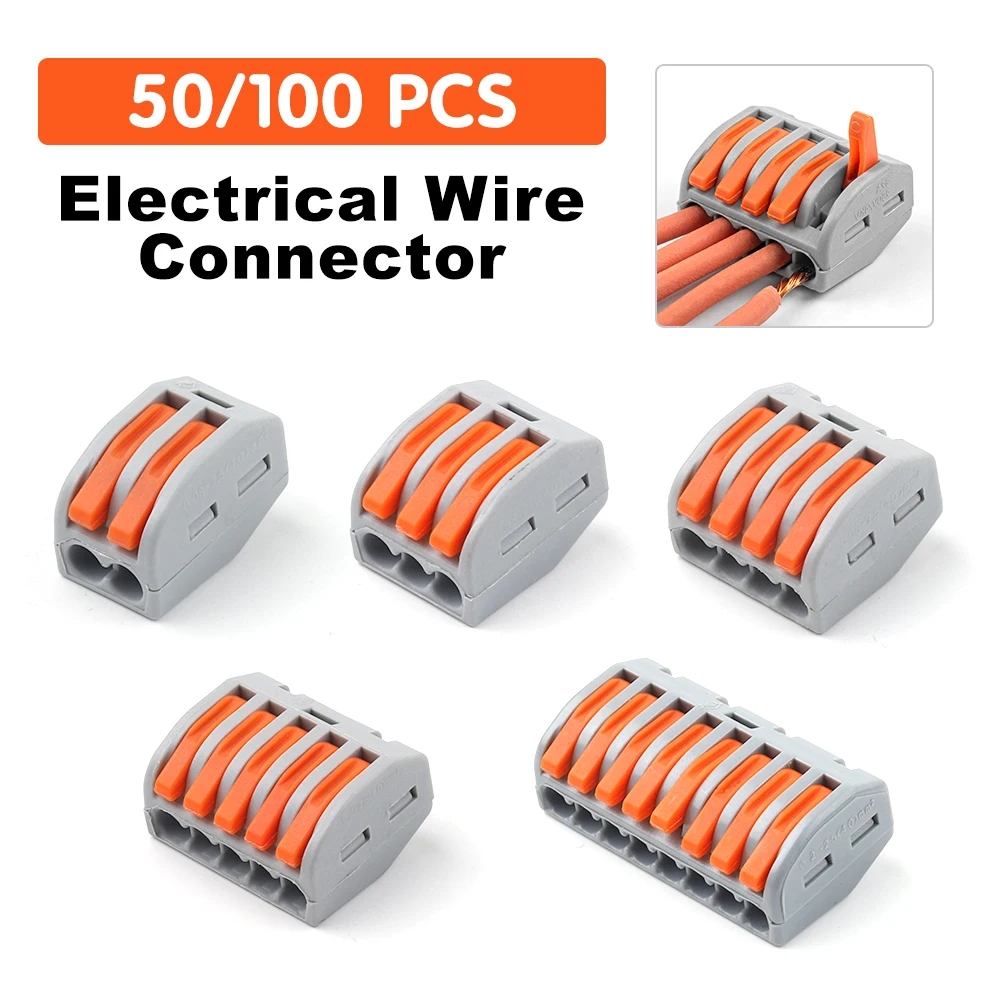 

Wire Connectors With Orange Lever 212 213 214 215 218 Mini Fast Cable Universal Compact Wiring Conductor Push-in Terminal Block