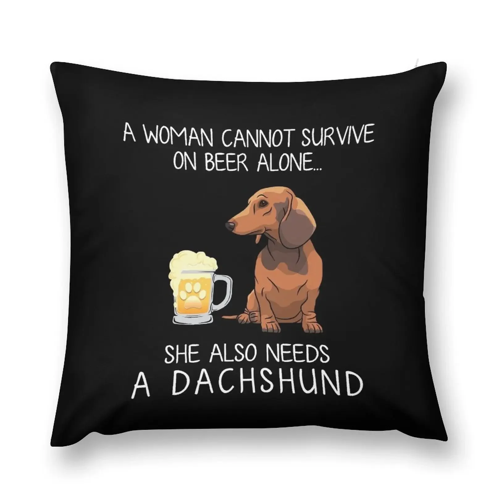 Dachshund Mom and Beer Funny dog gift Throw Pillow Sofa Cushions Sofa Cover Cushion Cover Set Cushion Cover pillow