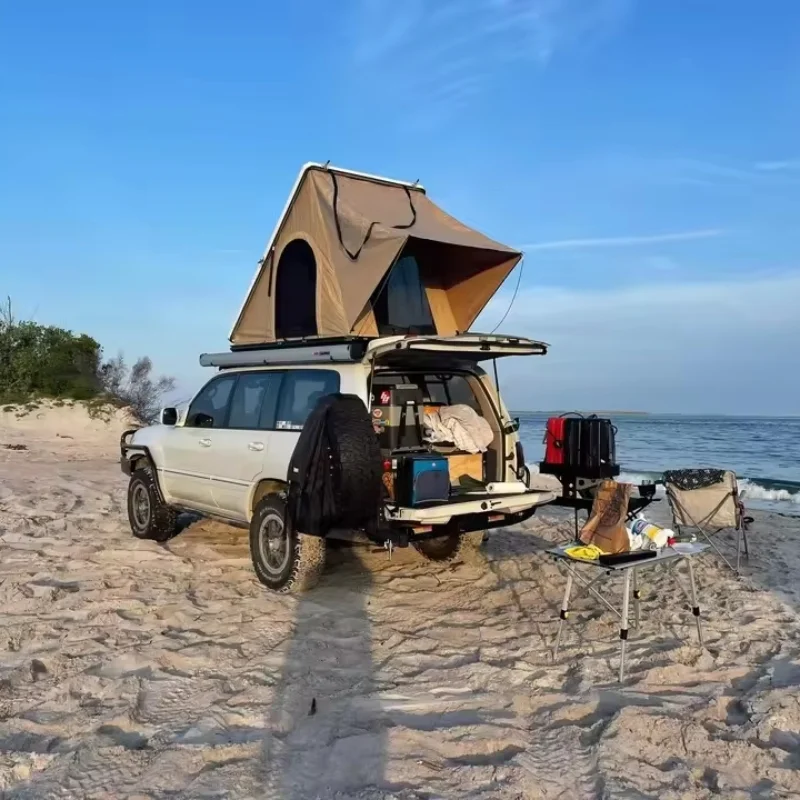 Hot Selling Aluminium Frame Quick Open Hard Shell Rooftop Tent Oxford Waterproof Fabric Four Season Off Road Camping Accessory