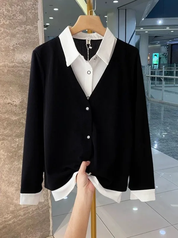 

plus Size 300 Pou Collar irt Casual Splicing Loose Fit Men Women Spring Autumn Korean Sle Breathable Comfortable