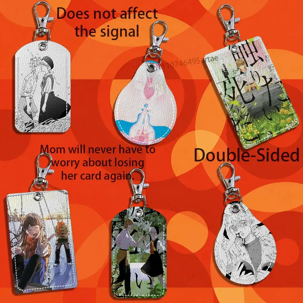 Aono-kun ni Sawaritai kara Shinitai Rectangle ID Card Case Keychain Access Card Bag Key Tag Ring Leather Card Holder Key Ring