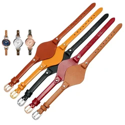 For Fossil Es4119 Es4000 Es3148 Women's Genuine Leather U-Shaped Interface Stainless Steel Buckle with Bottom Tray WatchBand 8mm