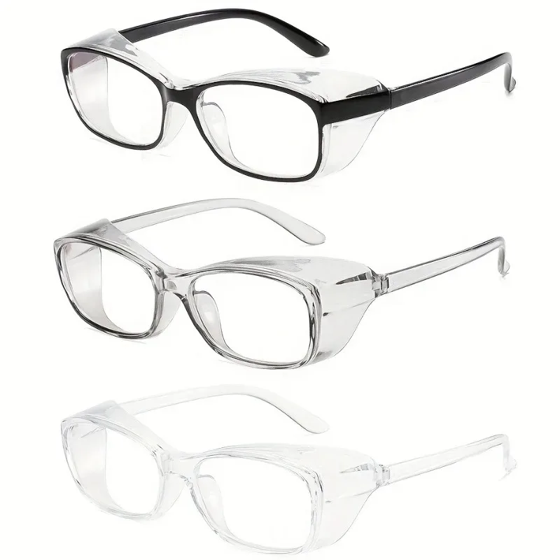 3PCS Anti Fog Safety Glasses with Side Guard and Wide Lens Cover Anti Blue Light Lightweight and Comfortable