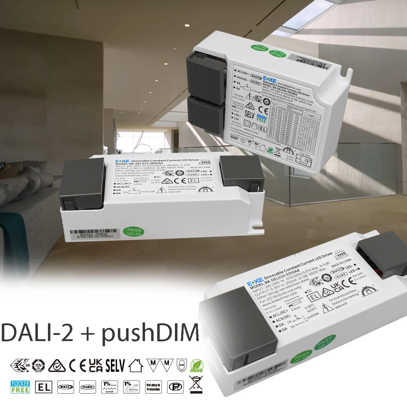 

DT6 DALI Dimmable LED Driver Box 40W 60W Comercial Lighting Power Supply Constant Current Selection DIP Switch Push Dimming