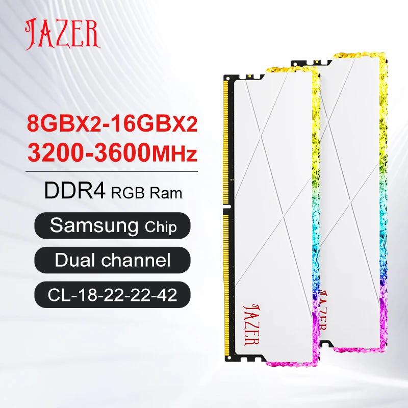 Jazer rgb ram ddr4 8gb 16gbメモリddr4 8gbx2 16gbx2 3200mhz 3600mhzオーバークロック性能デスクトップ用