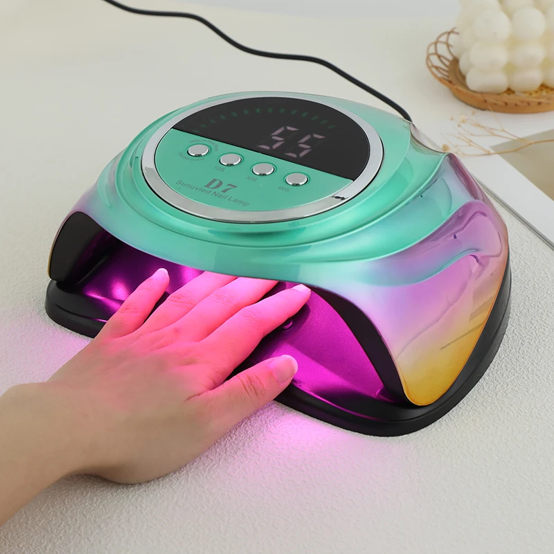 D7 poderoso 66leds luz vermelha conduziu a lâmpada do prego para gel unha polonês secagem inteligente sensor profissional salão de beleza da arte do prego manicure máquina