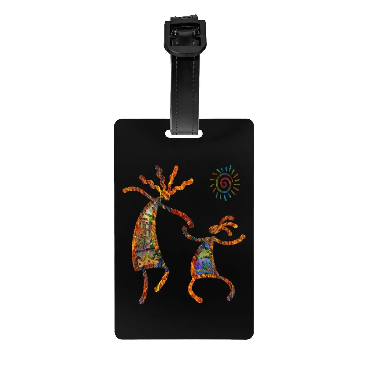 Изготовленные на заказ африканские племенные индейские багажные бирки Kokopelli для чемоданов, идентификационная этикетка с крышкой для конфиденциальности