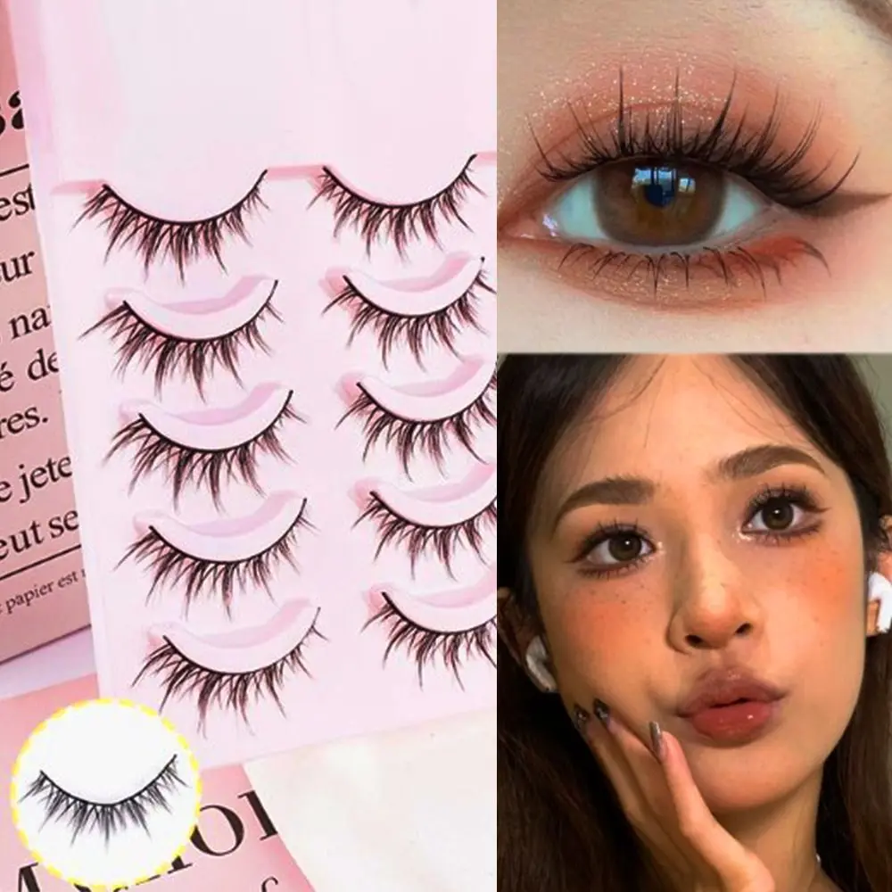 5 paia di nuove ciglia finte a coda di pesce trucco quotidiano ciglia Manga naturali nere grandi ciglia al vapore