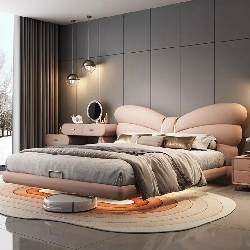 أثاث غرفة نوم إطار سرير بحجم كوين 180 × 200 سم سرير الأميرة مضاء بحجم كينغ سرير مزدوج قواعد السرير الأمامي المنزلي وإطارات السرير #3