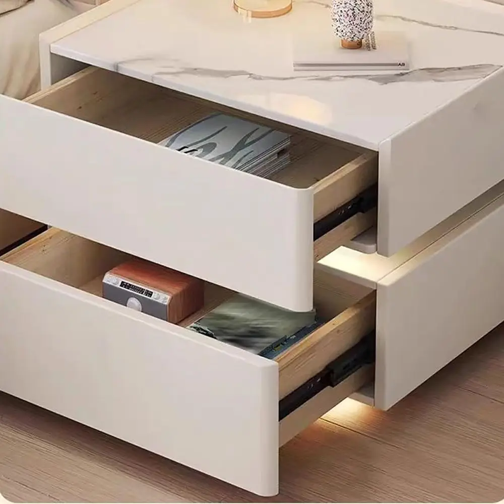 منضدة LED للمزرعة البيضاء، طويلة وضيقة، 16 عريضة، خزانة تخزين لغرفة النوم مع أدراج للمساحات الصغيرة