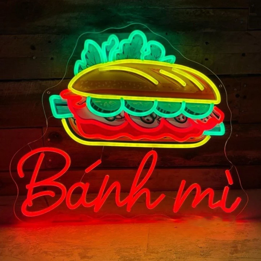 

Banh Mi Neon Light Vietnamese Banh Mi Neon Sign Custom Asian Restaurant Wall Decor Lamp Vietnamese Food Bread Led Neon Light