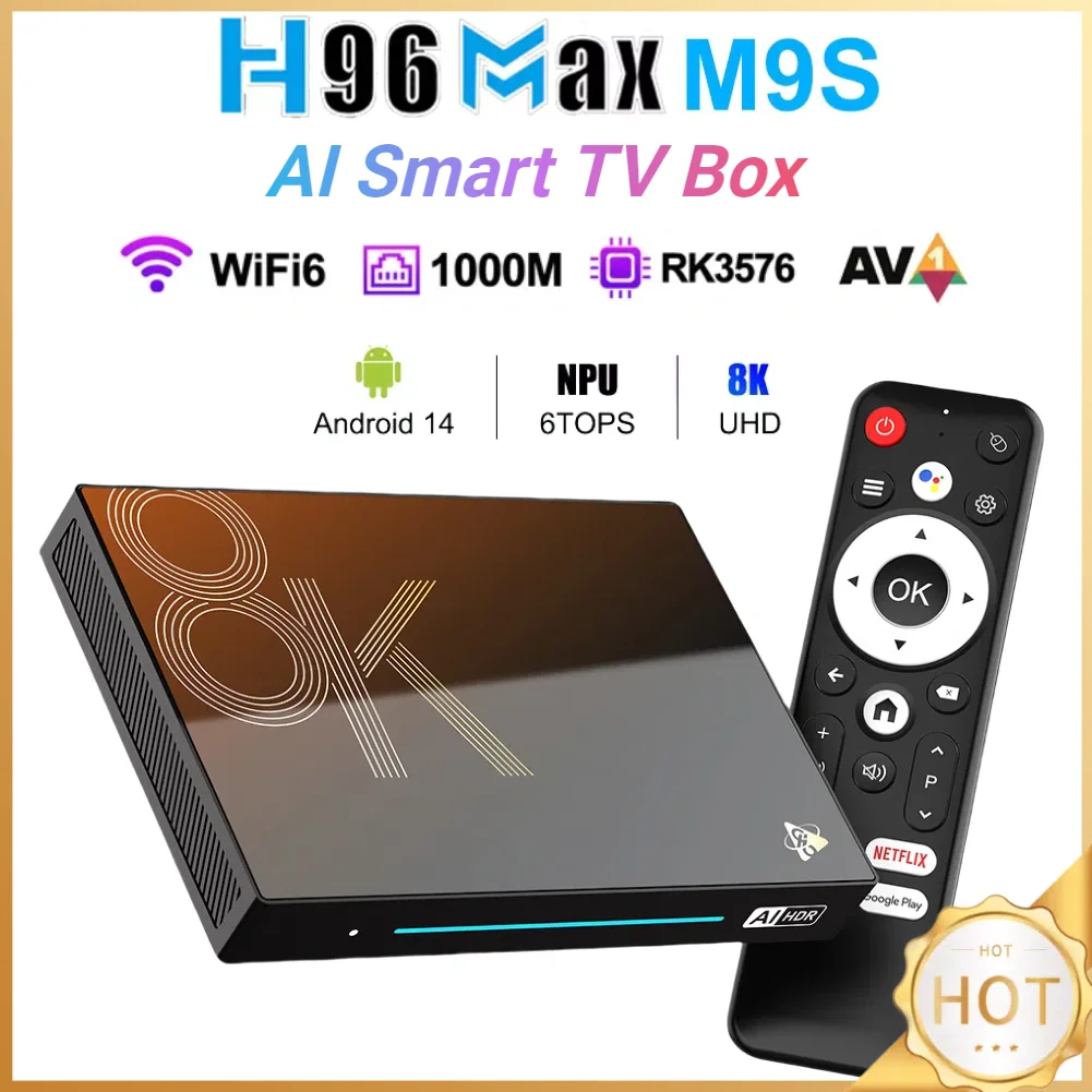 

Smart TV Box Android 14.0 WiFi 6 BT 5.4 Octa-Core 4/8GB RAM 32/128GB ROM Set Top Box 8K 1000M LAN USB 3.0 HD Media Player