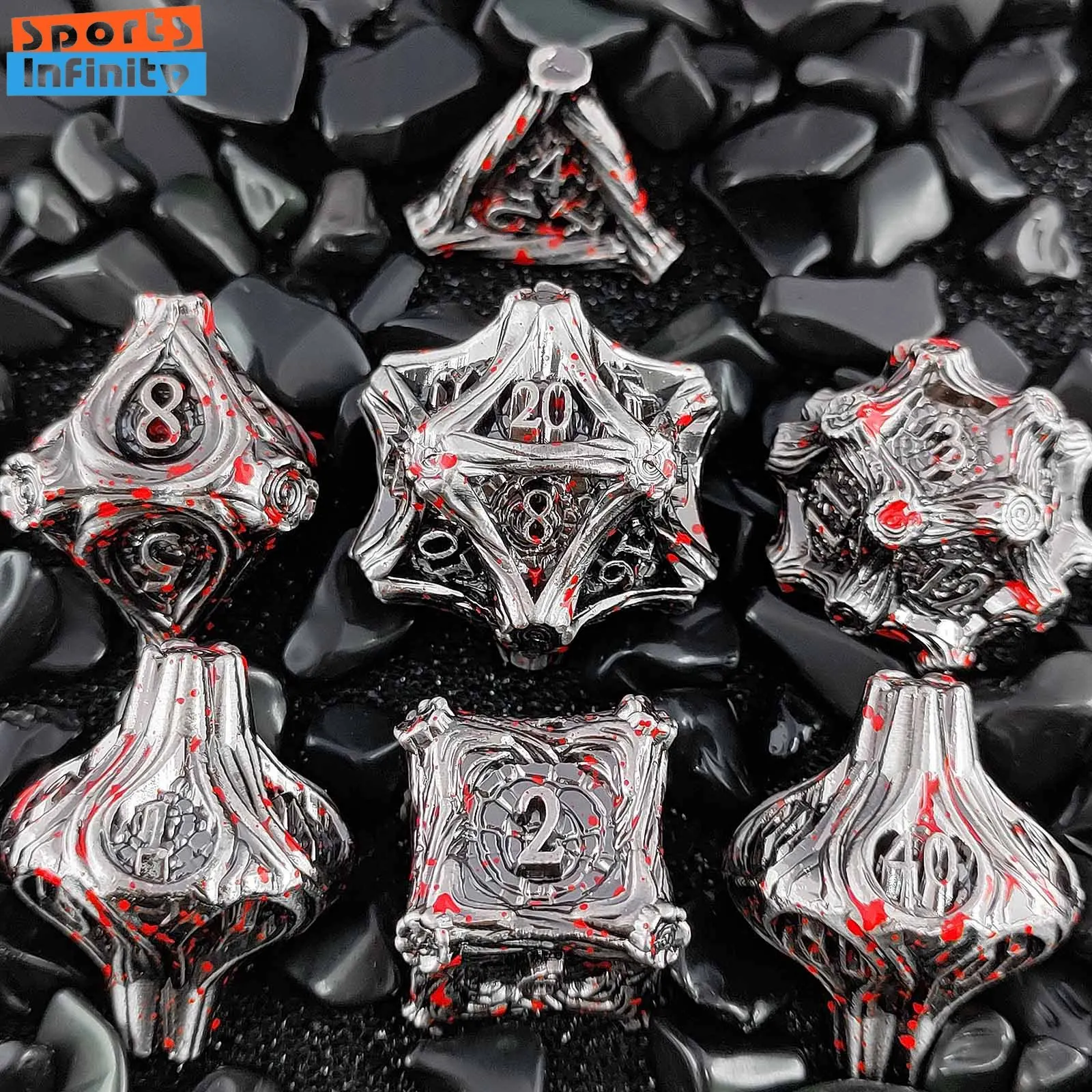 

Набор металлических кубиков с цифрами (7 шт.) для DND, TRPG, D&D, COC, D6, Cthulhu, для настольных игр и вечеринок